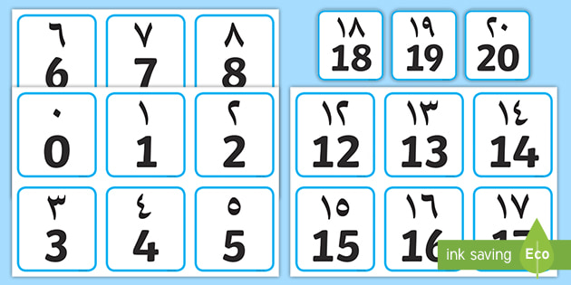 Arabic numbers 1 20